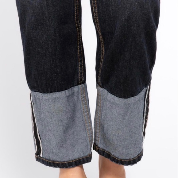 POL Black Denim Straight Leg Jeans Faux Cuff - Picture 7 of 8